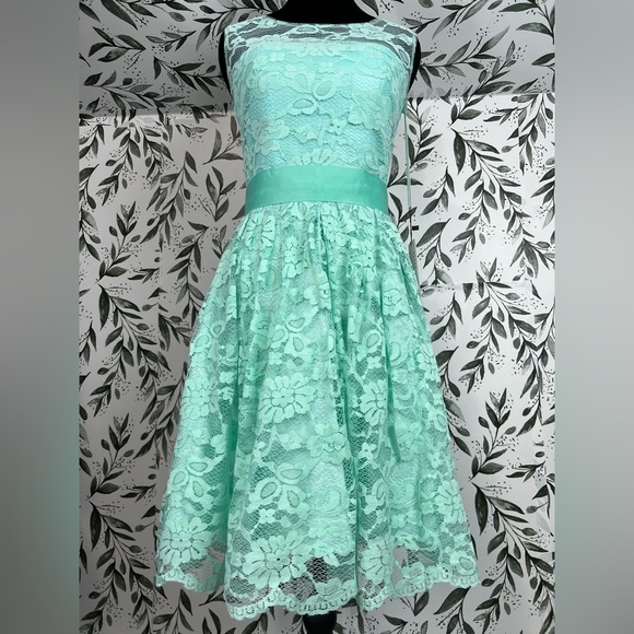 Wedtrend Dresses & Skirts - Elegant Lace Mint Green Prom Bridesmaid Cocktail Dress Sz XS Satin Waistband #D